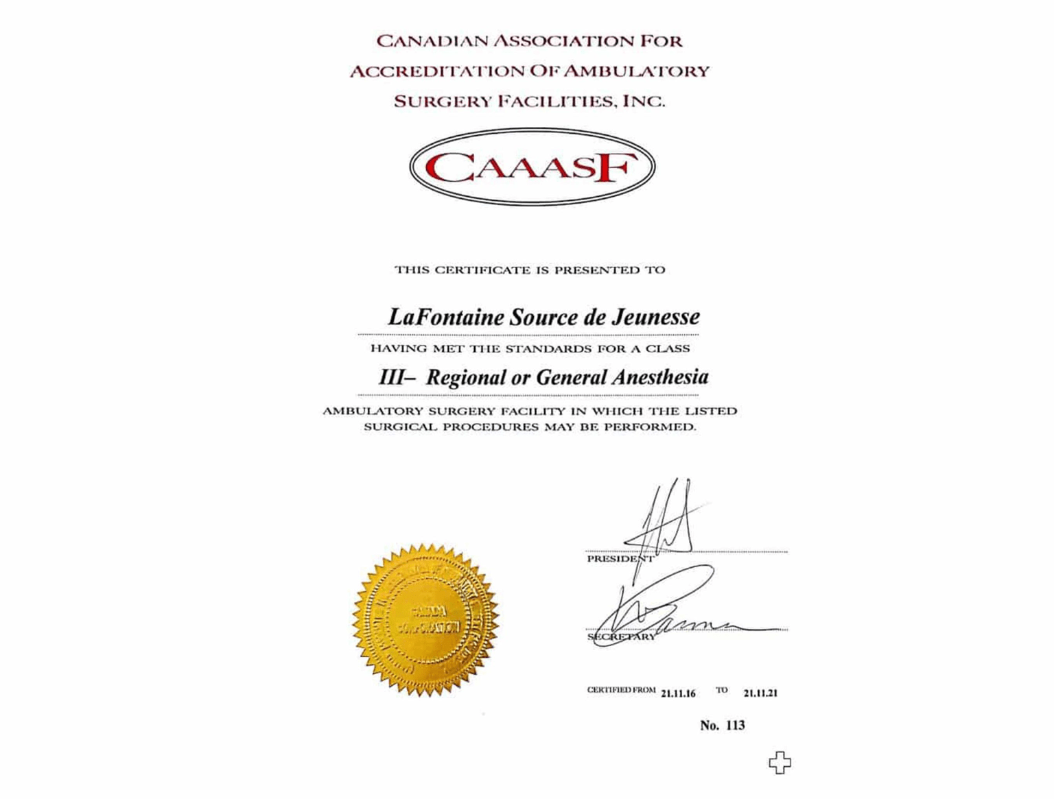Canadian Association for Accreditation of Ambulatory Surgery Facilities. INC.